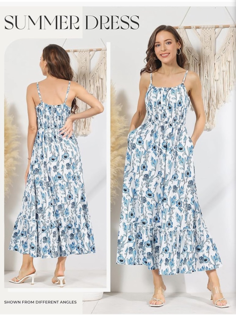 NWT Blue and White Floral Maxi Dress